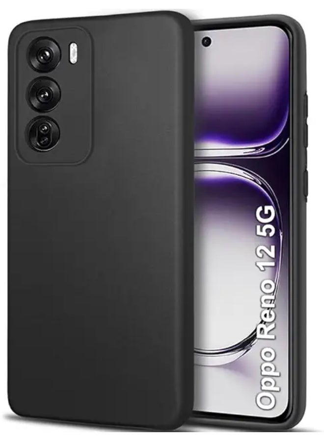 Protective Cover For Oppo Reno 12 ,  Slim Fit Soft Back TPU Case Flexible Silicone Cover Compatible For Oppo Reno 12 - Black